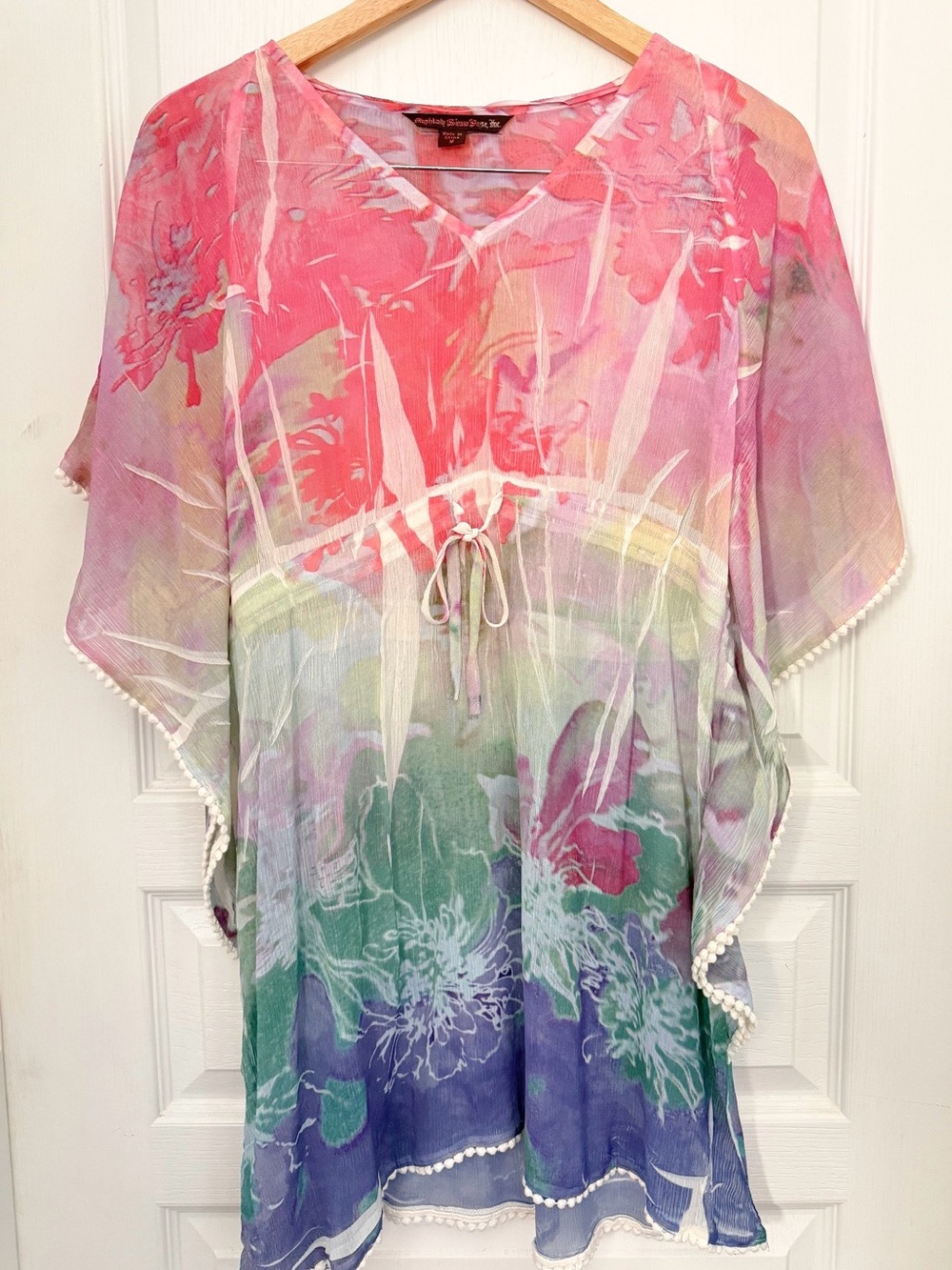 Sheer Floral Multi Pink Swim Cover-Up